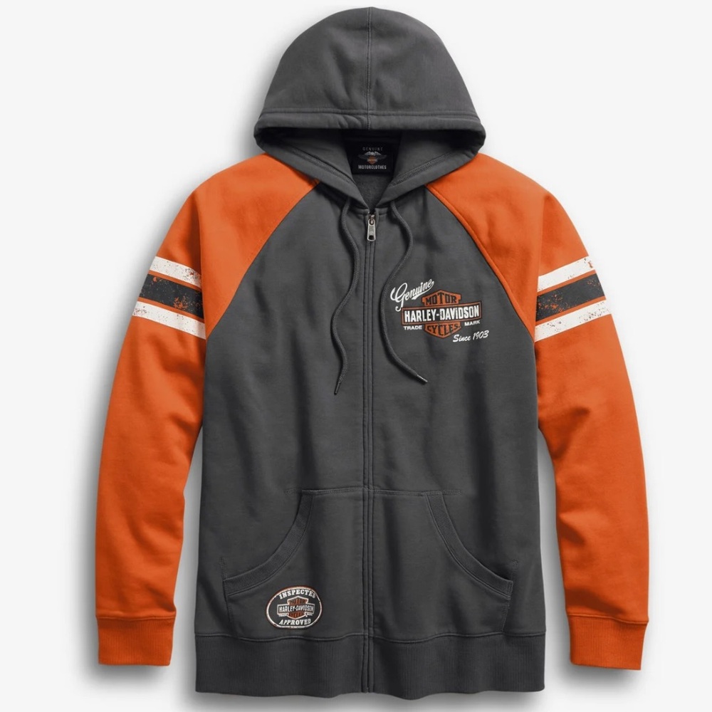 Harley Davidson Men’s Genuine Oil Can Hoodie in Asphalt Size Medium